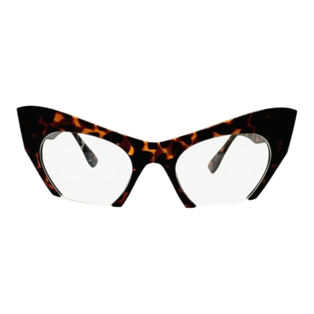 Cat Eye Glasses Women OS Tortoise New Dramatic Semi-Rimless Oversized JP3071-3